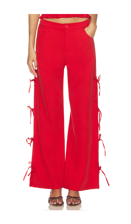 LNA Delia Tie Side Pant in Red. - S also in XS, M