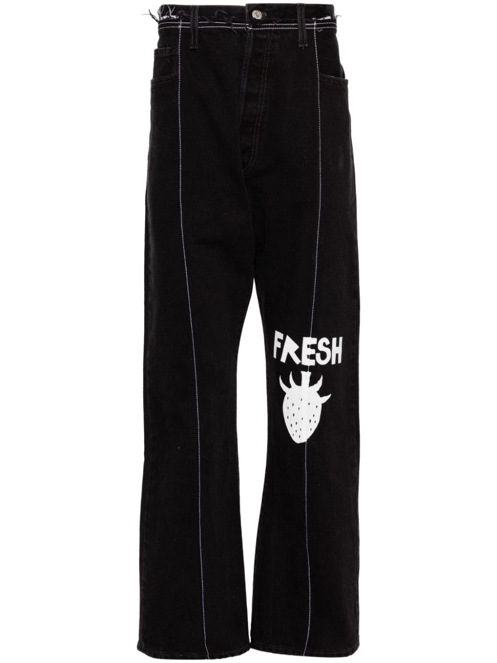 Graphic-print jeans - Black