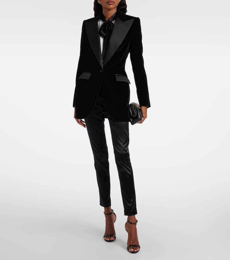 Cotton-blend velvet tuxedo jacket