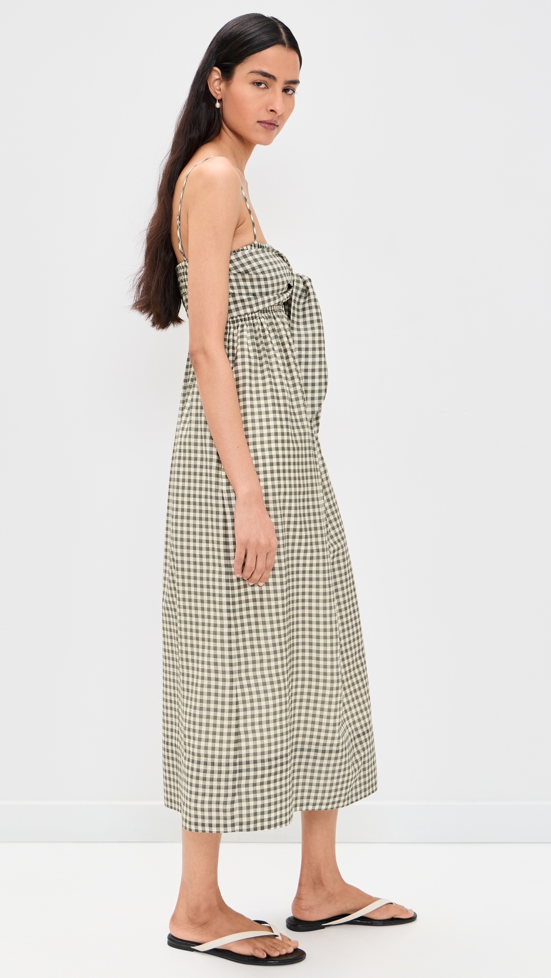 Tie Smocked Cami Dress Off White/Smoke