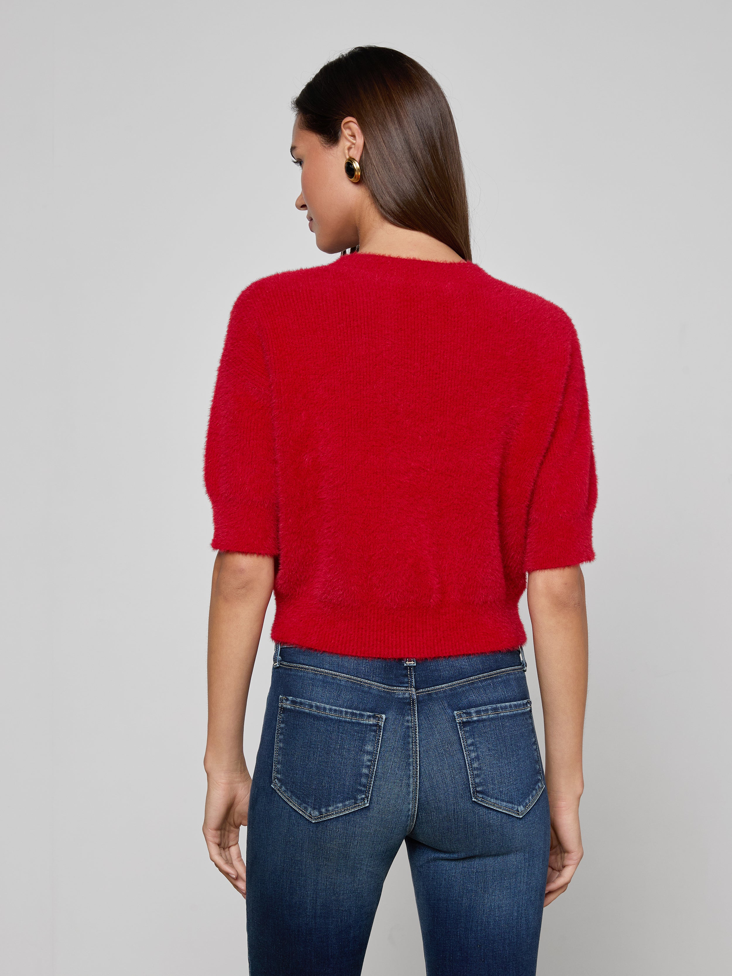 Guinevere Cropped Pullover In Chili Pepper