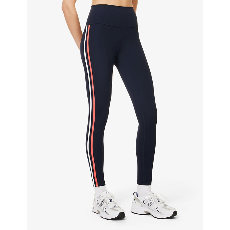 Womens Indigo/melon Ella High-rise Side-stripe Stretch-woven Leggings
