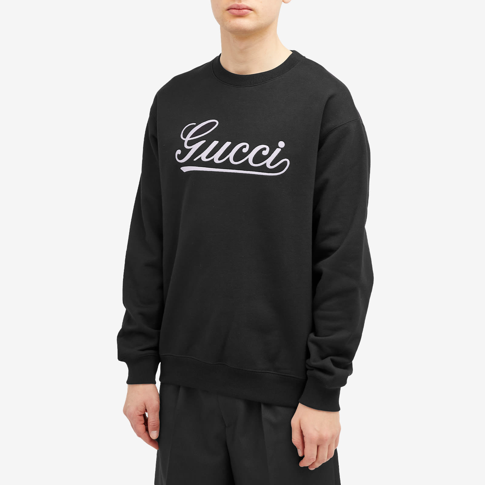 Men's Script Logo Crew Neck Sweatshirt in Black