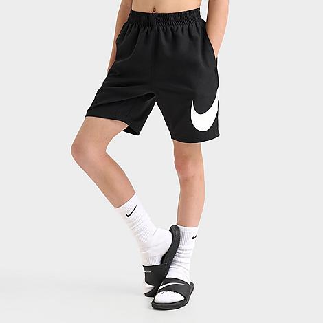 Kids Stacked Logo Swim Shorts in Black/White/Red