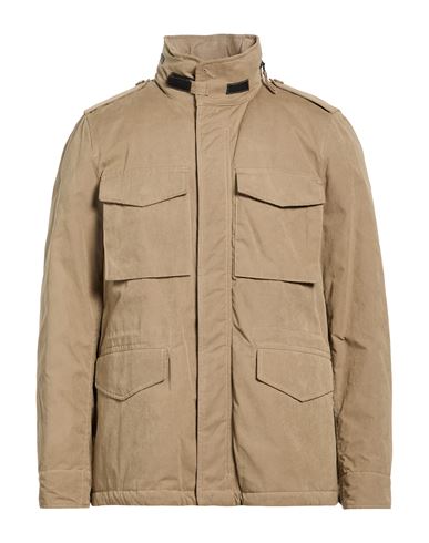Man Puffer Khaki Size L Cotton, Polyester, Polyamide