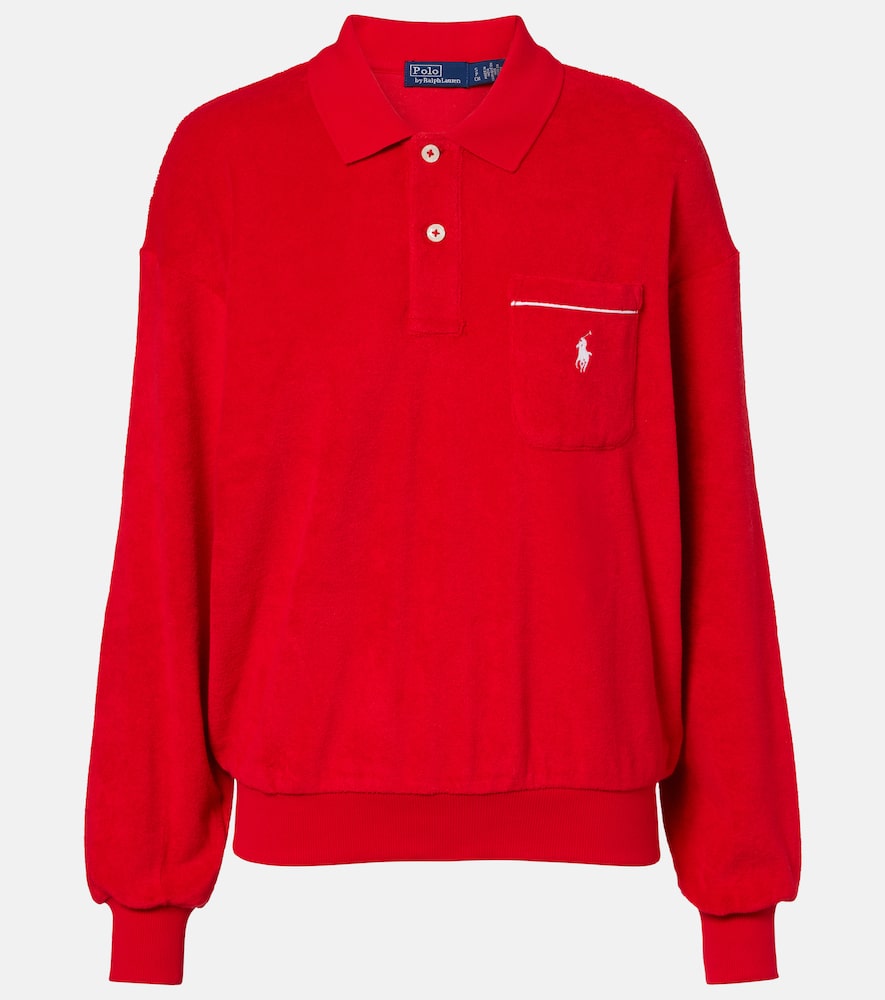 Cotton-blend terry polo shirt
