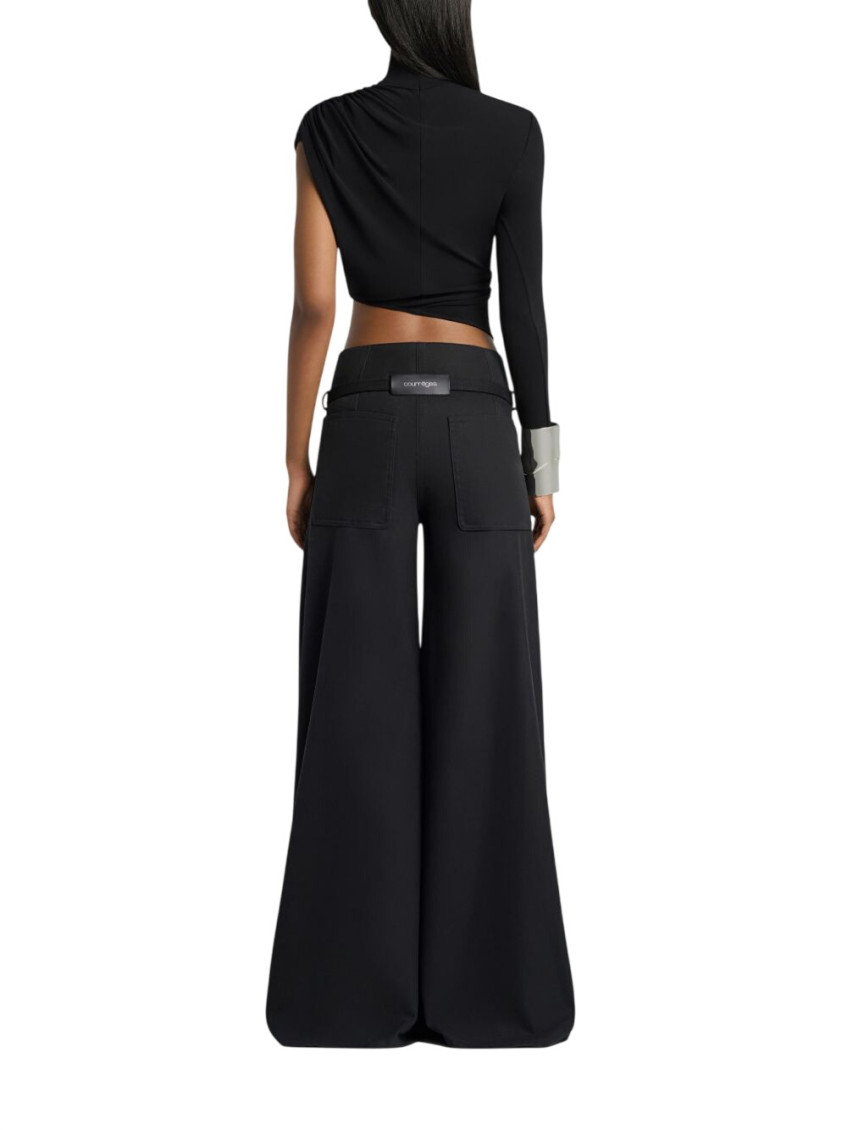 Courrèges - asymmetric high neck cropped long sleeve top