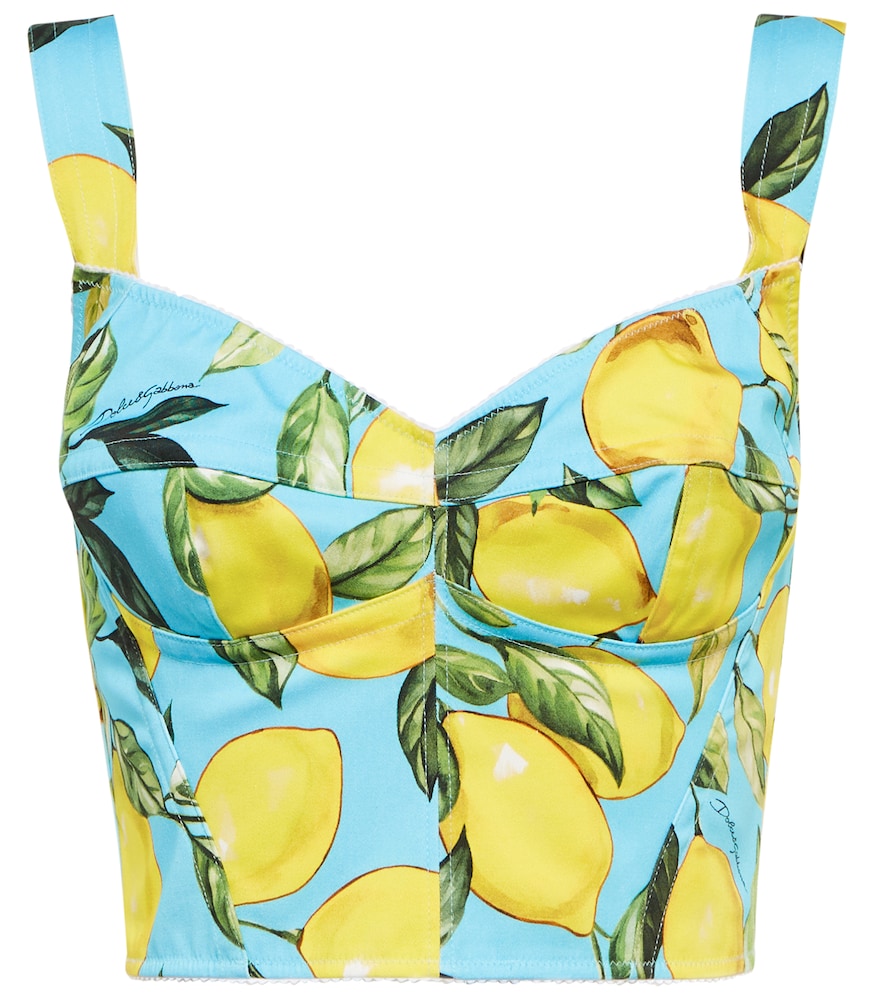 Exclusive to Mytheresa - Printed cotton-blend bustier top