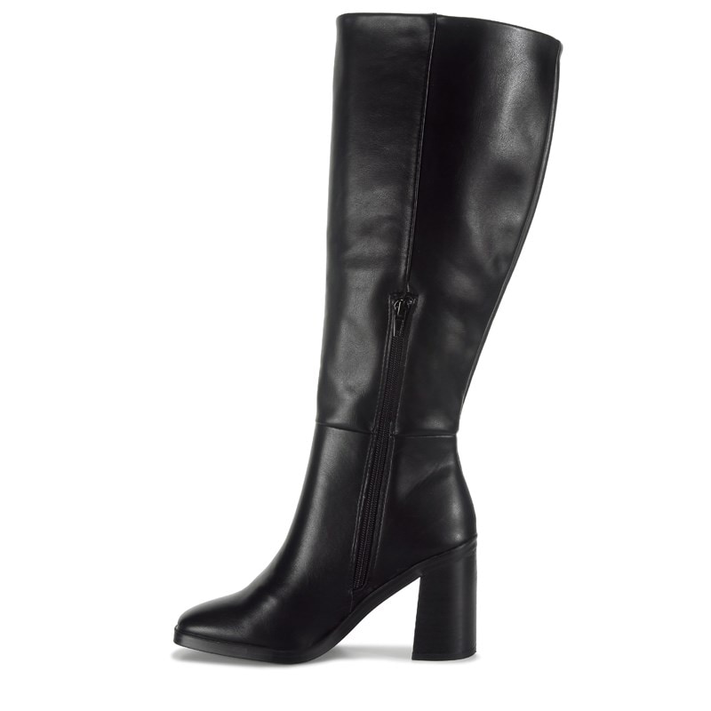 Women's Flapper Wide Calf Knee High Boots (Black)