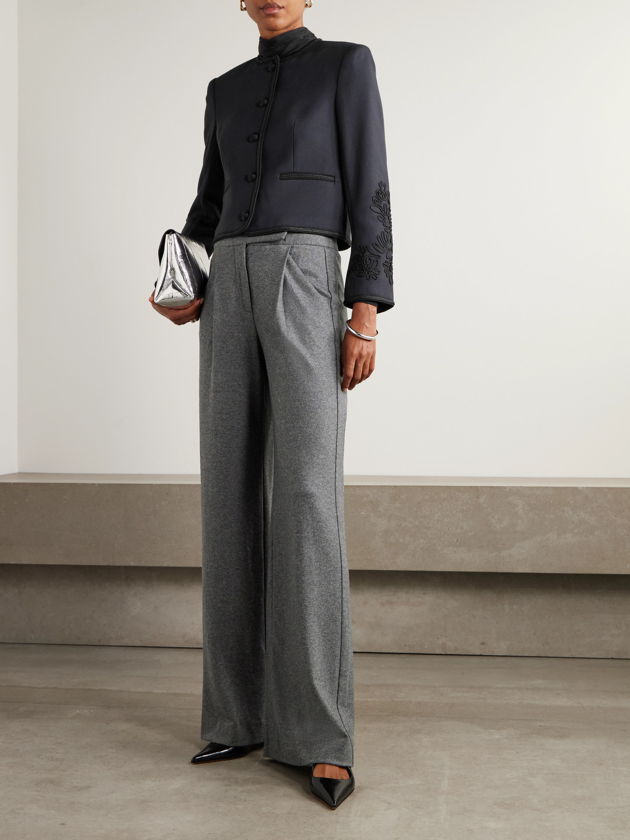 Marbeau Pleated Woven Straight-leg Pants - Gray