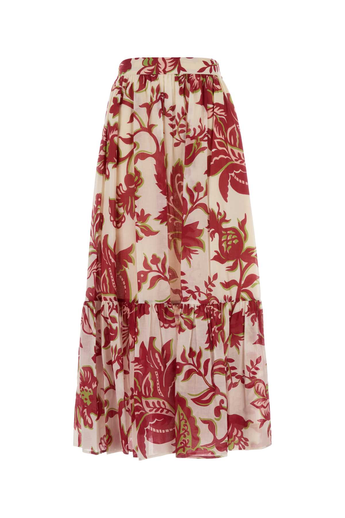 Floral Printed Cotton Skirt — Multicolor