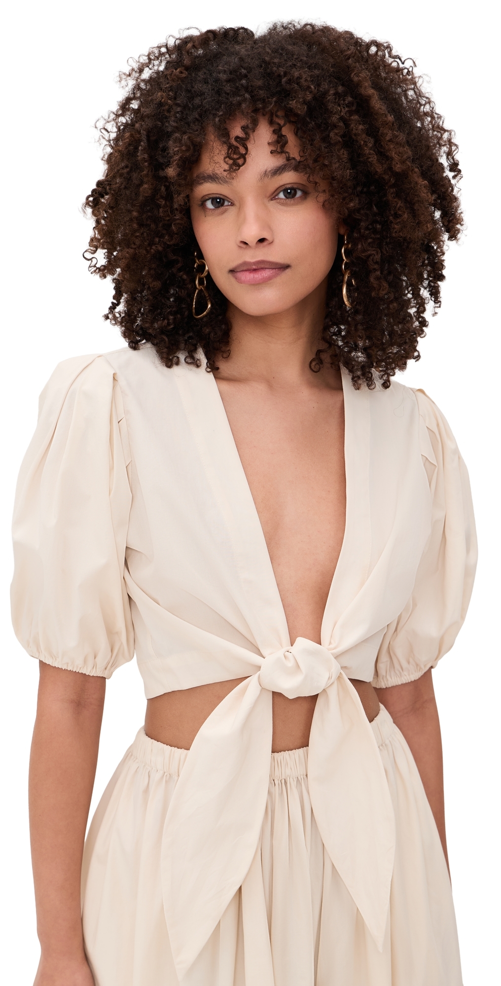 Pouf Tie Blouse Natural Poplin