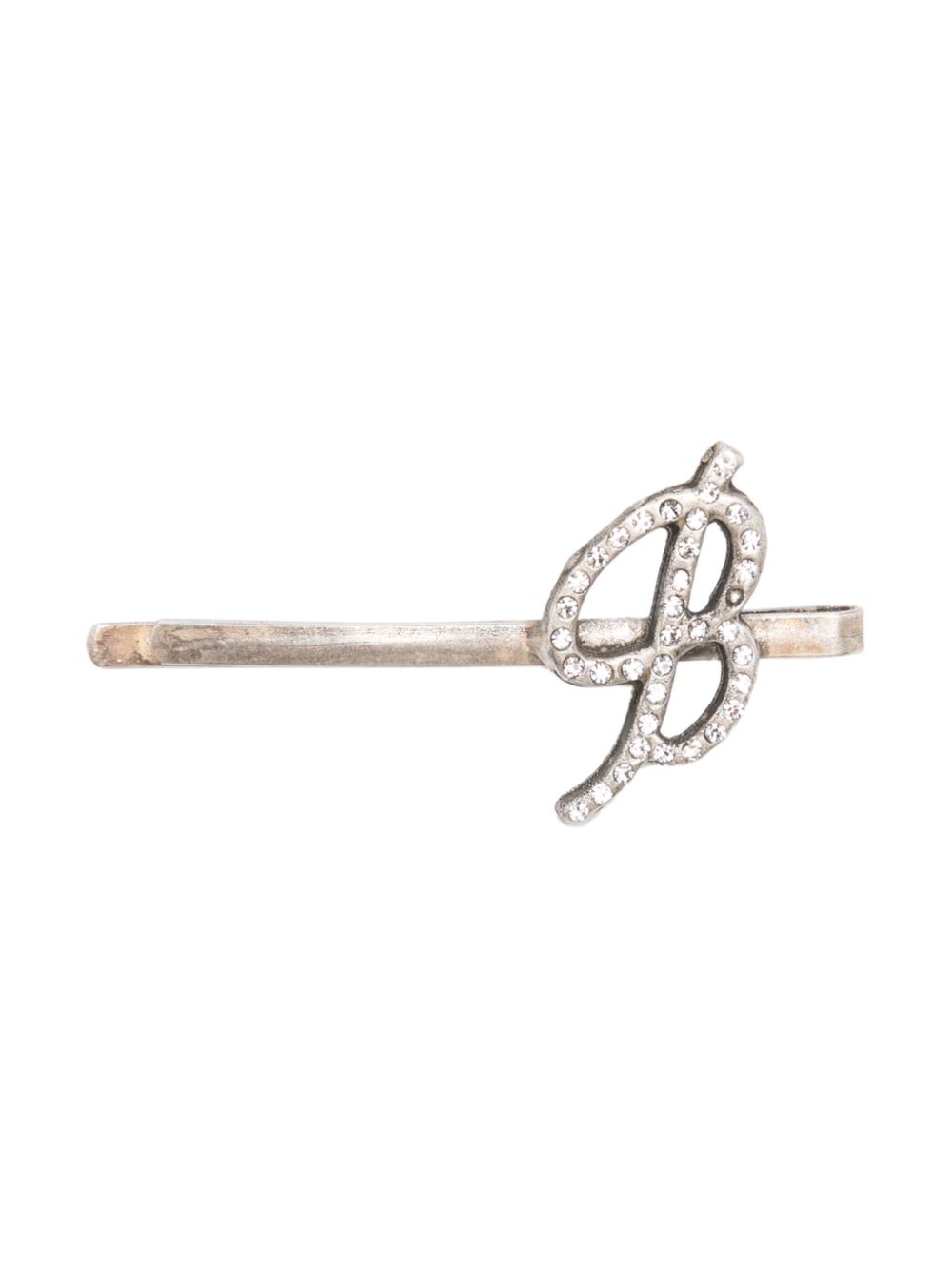 Crystal-embellished logo hair clip - Silver