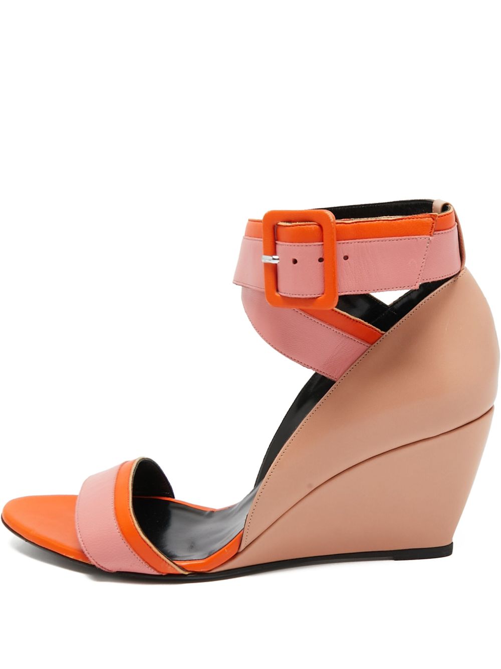 Pre-owned 75mm Alpha wedge-heel colour-block sandals - Neutrals