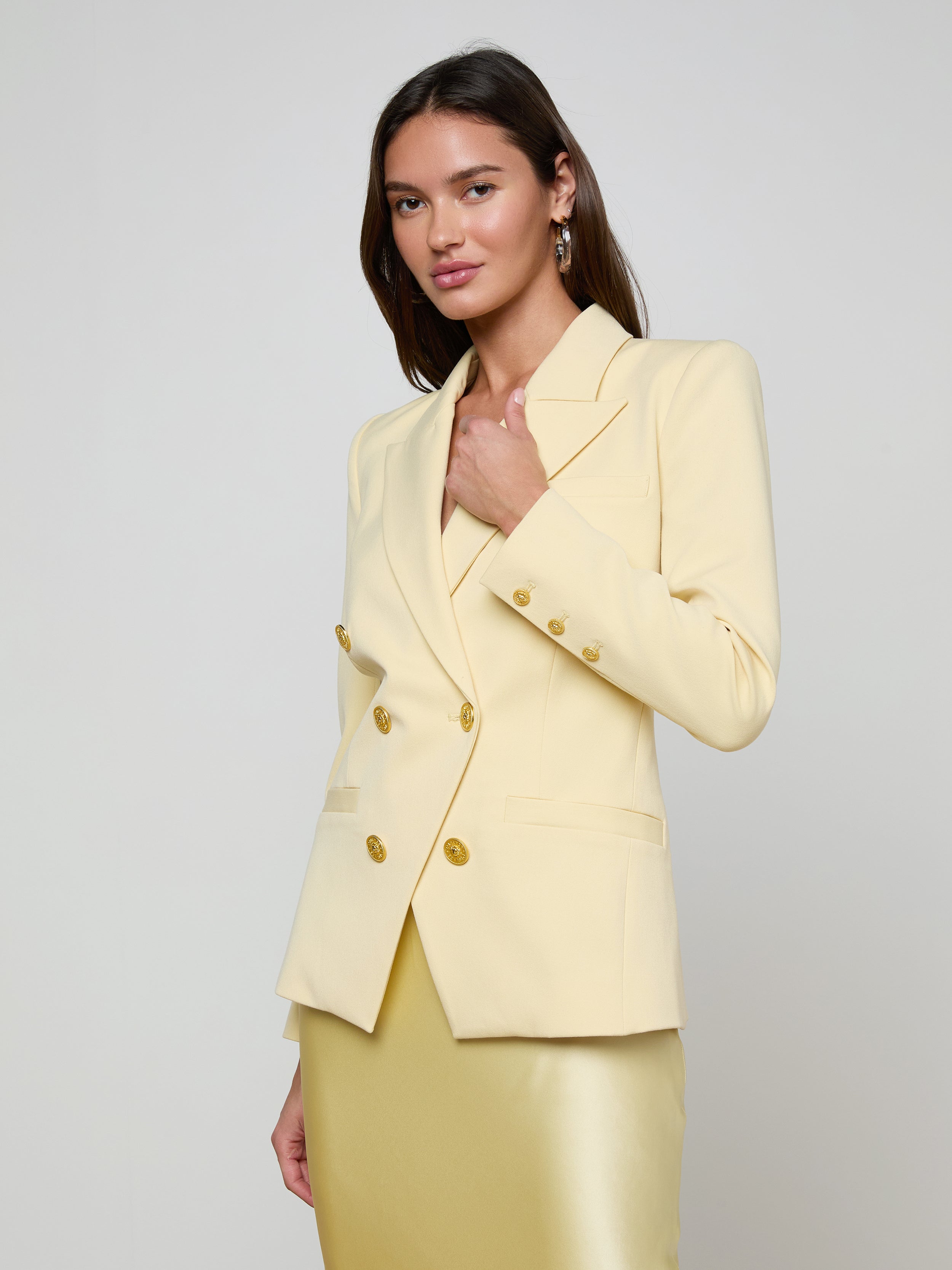 Kyomi Double-Breasted Blazer In Lemon Sorbet