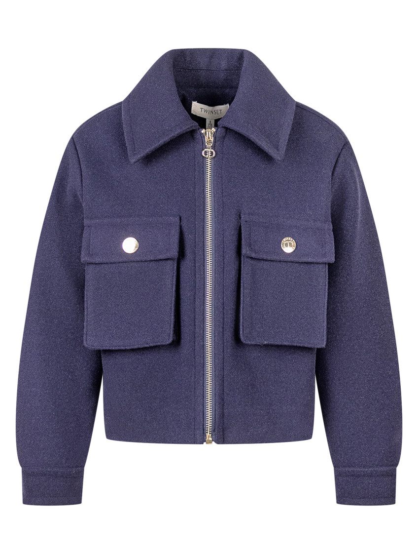 Kids Blue Solid Jacket