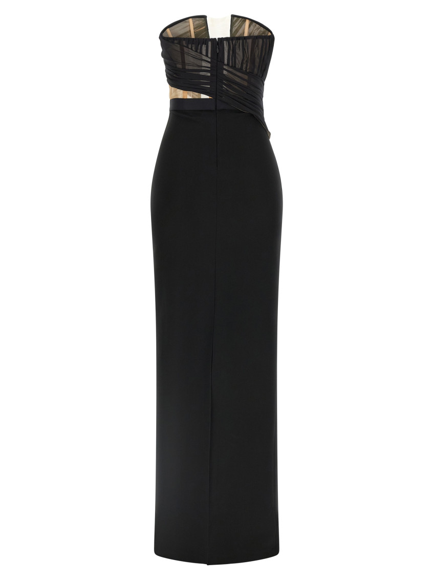 Corsetted Draped Maxi Dress