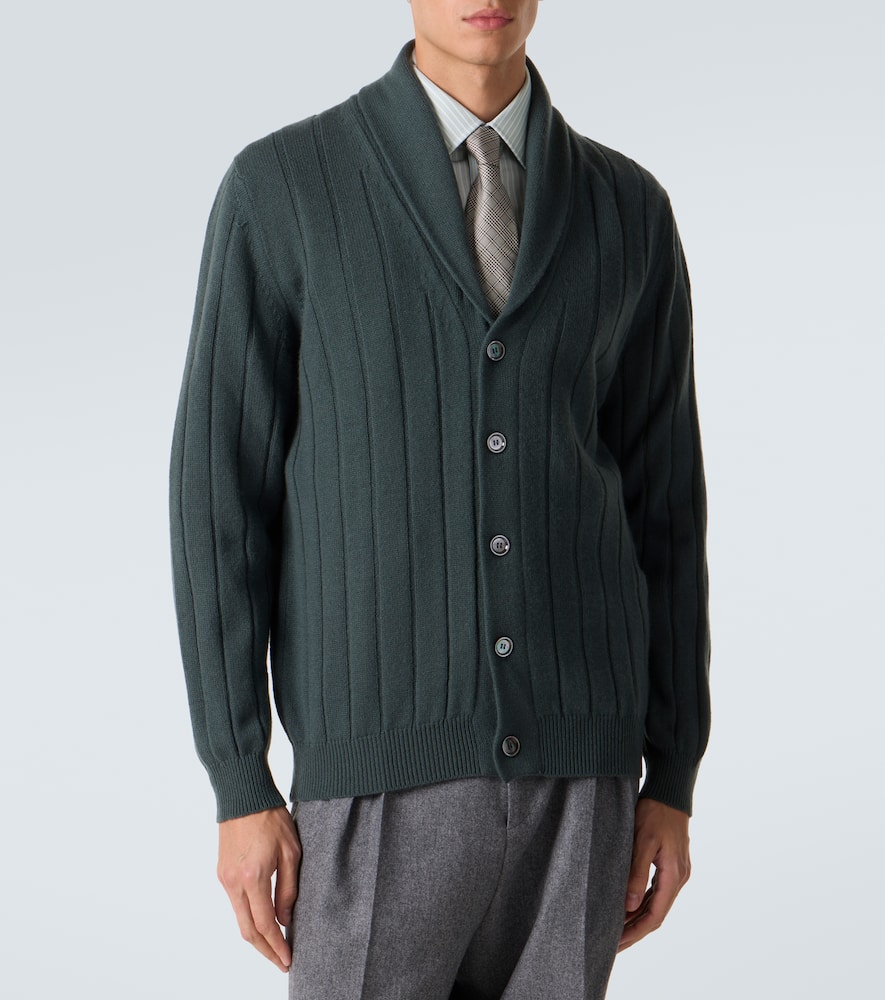 Rib-knitted cashmere cardigan