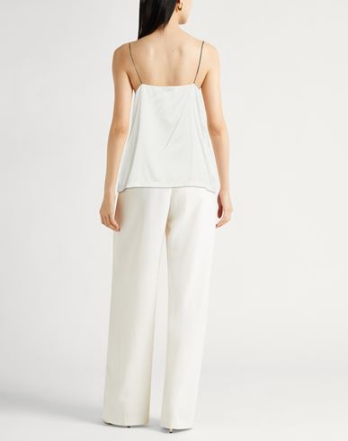 Woman Top Ivory Size 6 Silk, Elastane, Leather, Ecobrass
