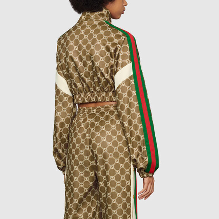 (WMNS) Interlocking G Zipper Jacket 'Olive Green Ivory'