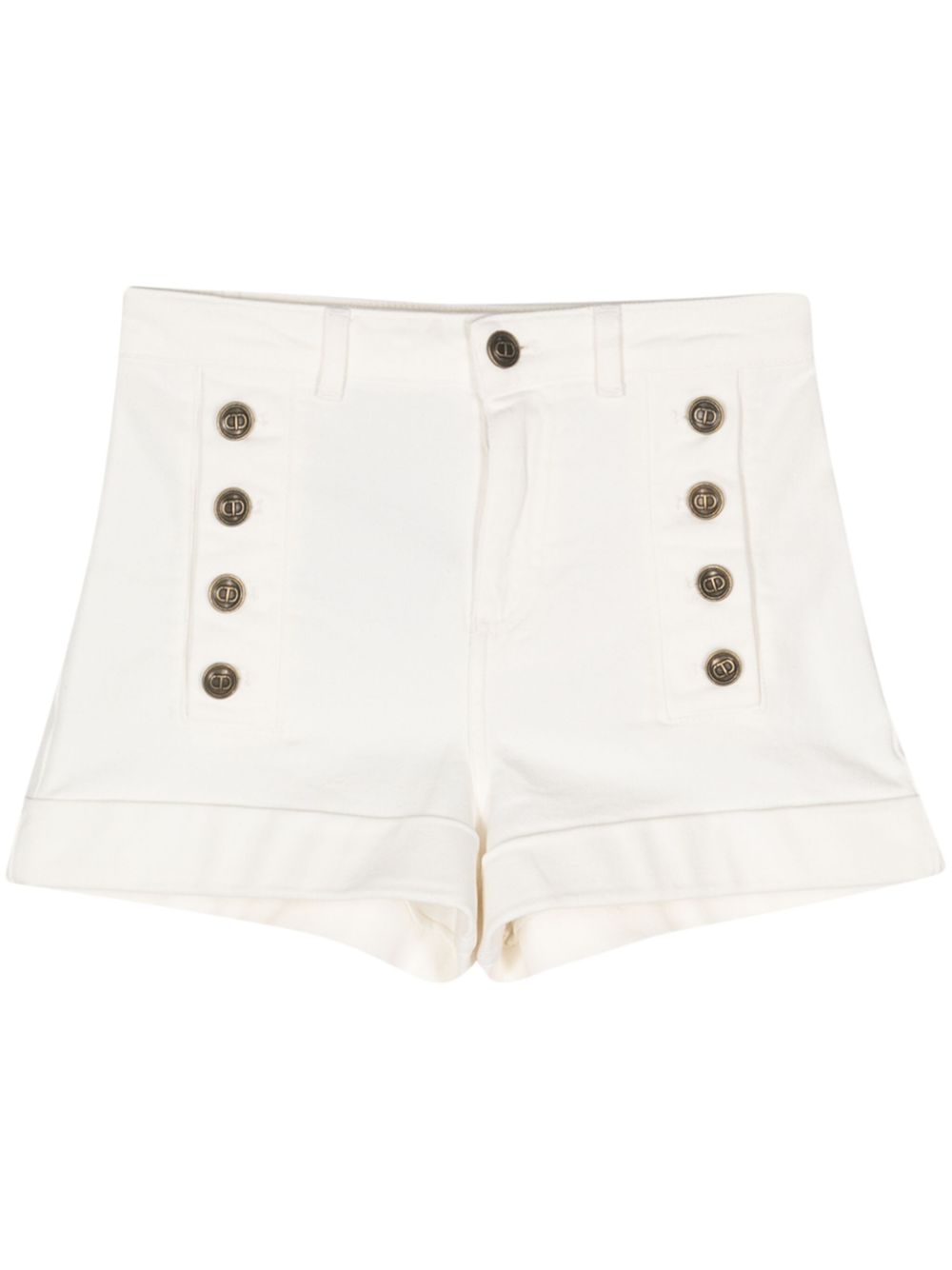 Button-detail denim shorts - White