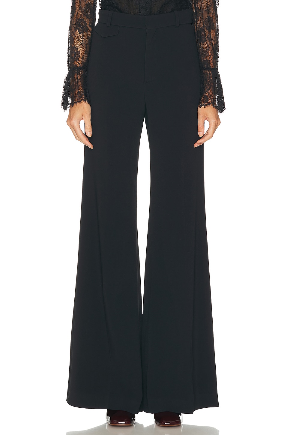 Chloe Wide Leg Trouser in Black - Black.  40 also in