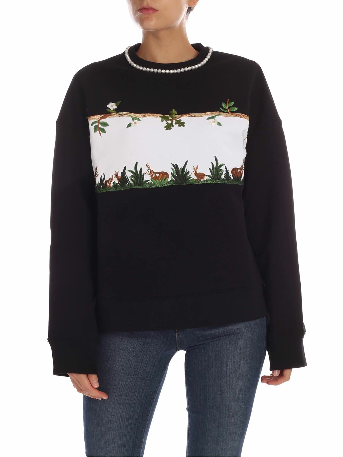 Black sweatshirt with rabbit patch