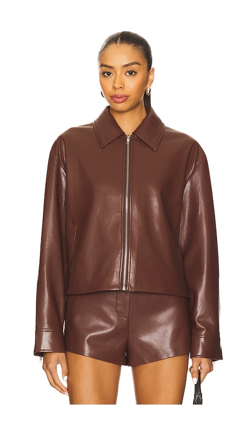 House of Harlow 1960 x REVOLVE Rapha Faux Leather Jacket in Burgundy.  XL also in L, M, S