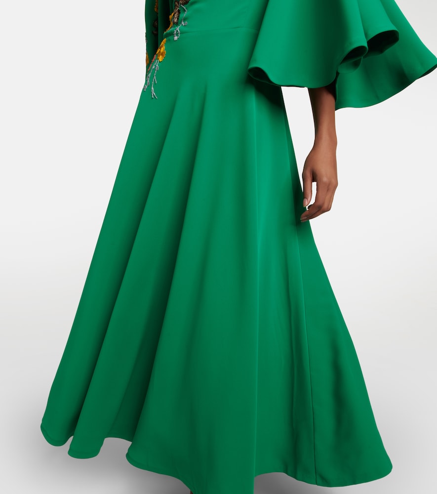 Zinnia embroidered cape midi dress