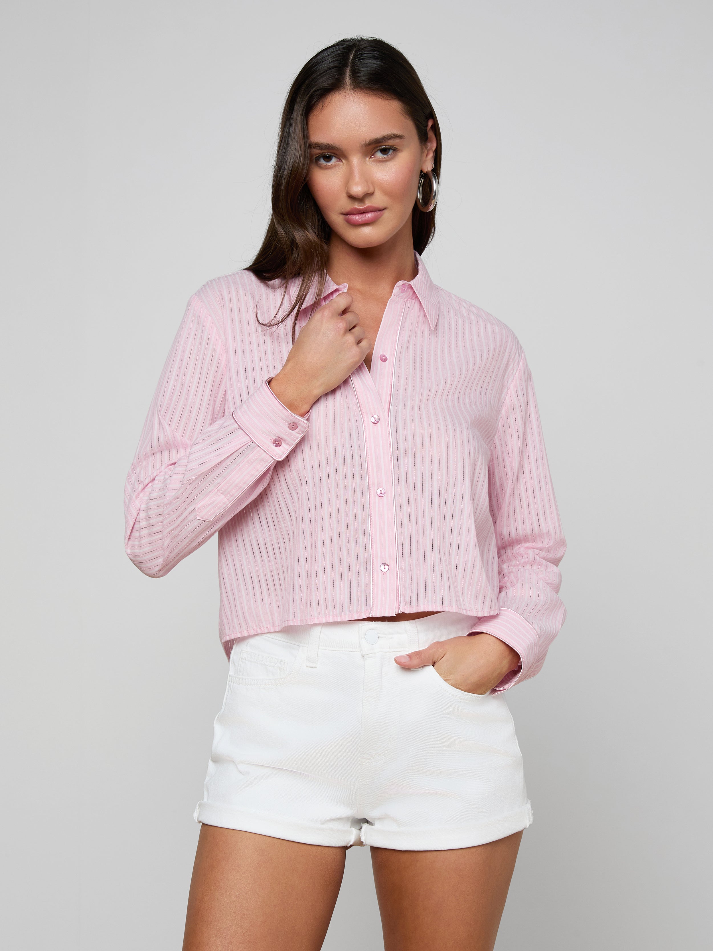 Cosette Shirt In Cameo Pink/ivory Stripe