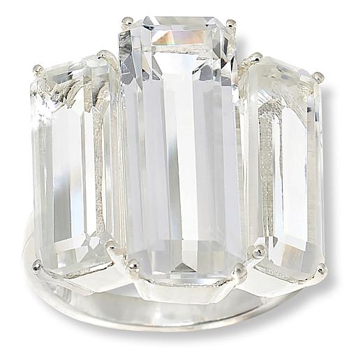 """Diamond"" Quartz Emerald-Cut 3-Stone Ring"