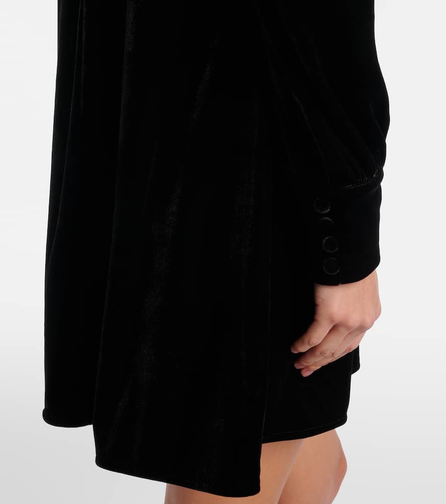 Lace-trimmed velvet minidress