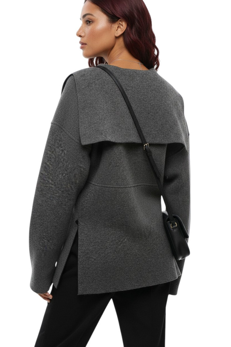 Grey Solid V Neck Sweater