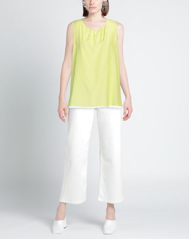 Woman Top Lime green Size 10 Cotton, Silk