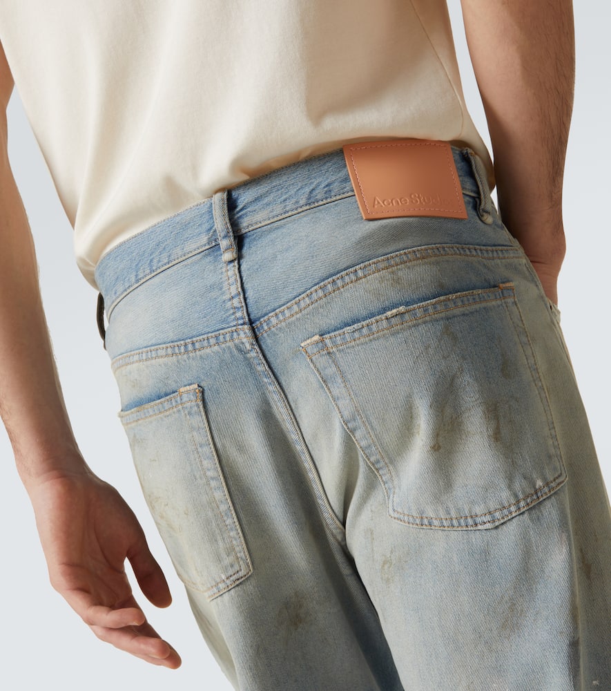 High-rise printed wide-leg jeans