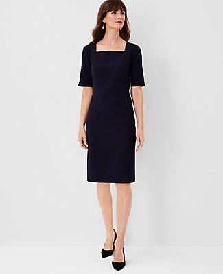 Ann Taylor The Petite Square Neck Sheath Dress in Seasonless Stretch