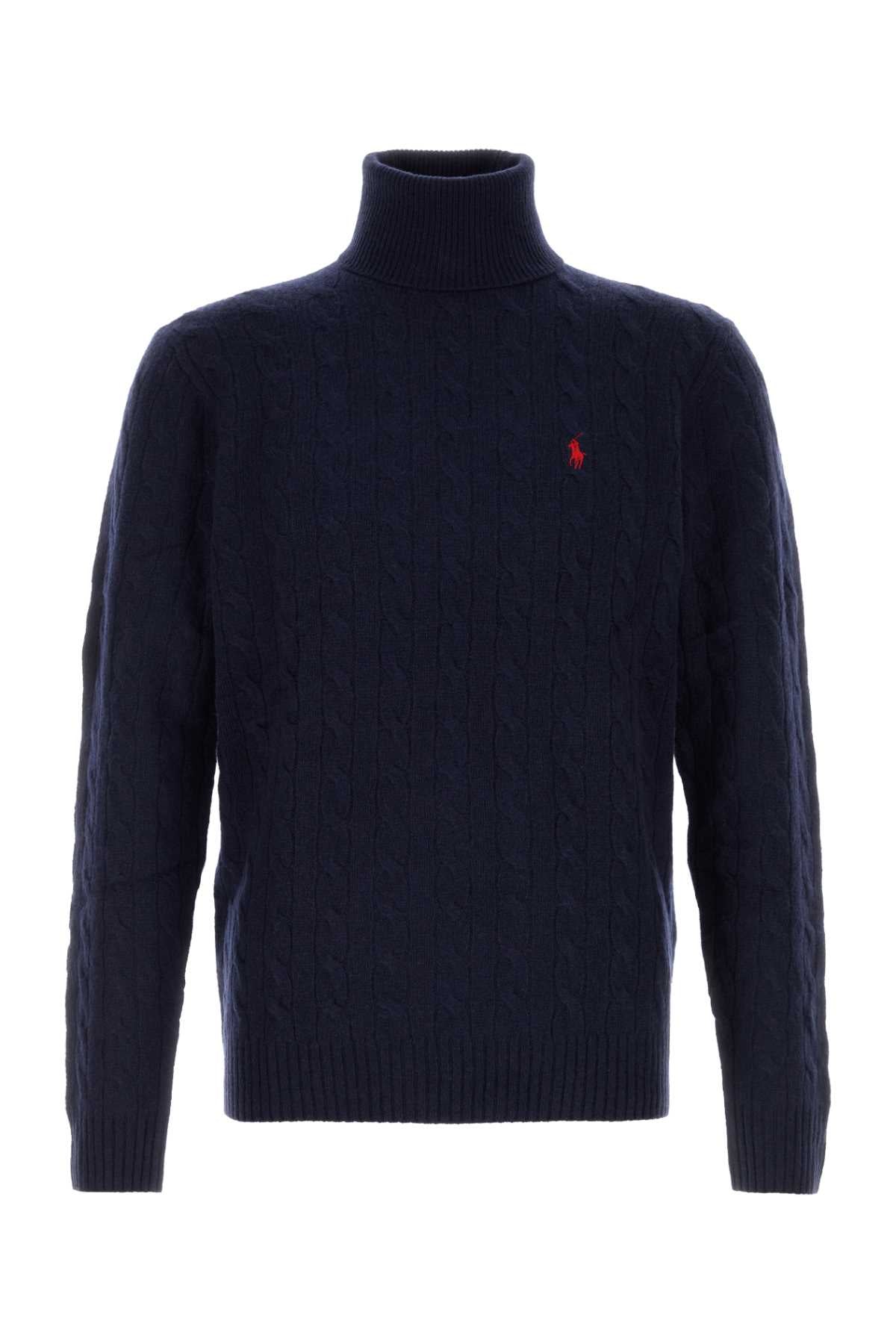 Cable-Knit Wool-Cashmere Sweater — Navy