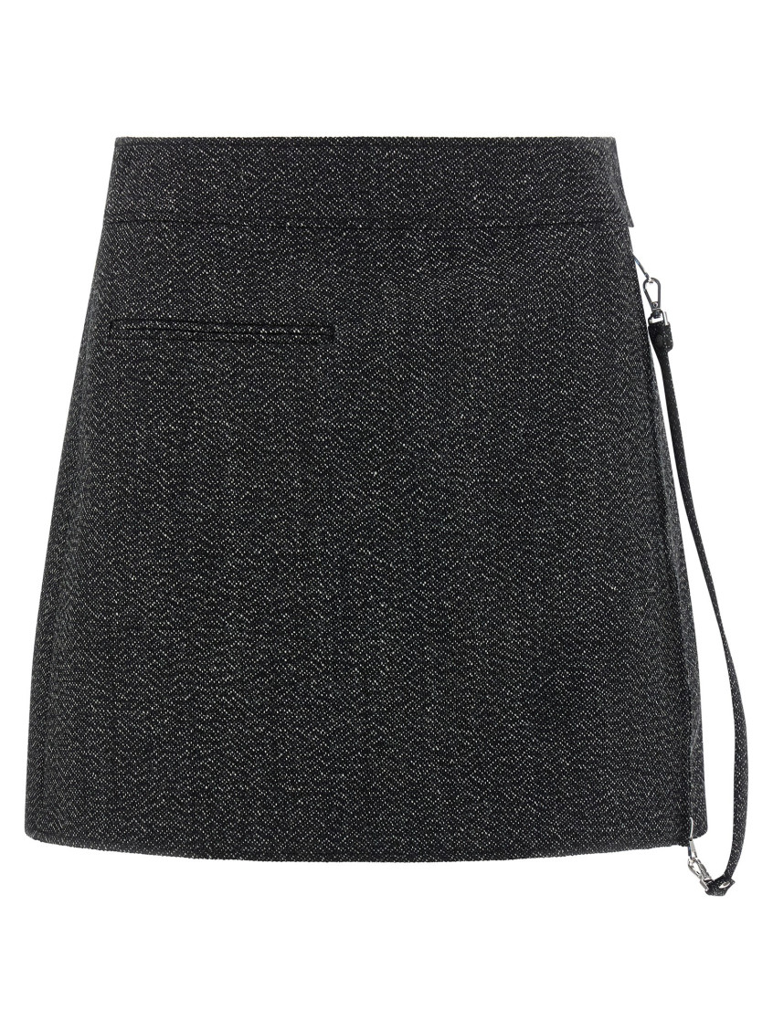Zipped Caviar Mini Skirt