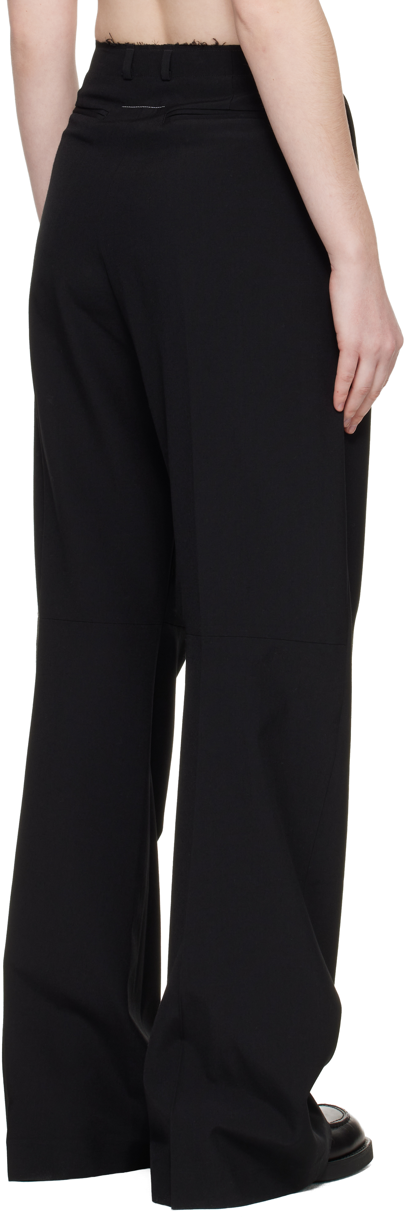 Black Wool Wide Leg Trousers