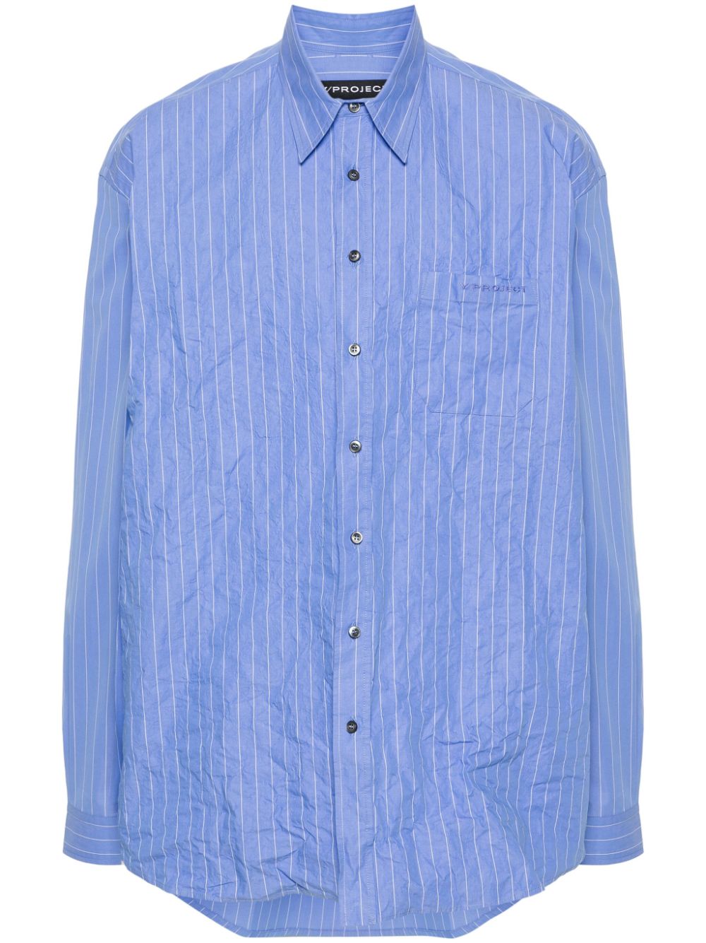 Embroidered-logo cotton shirt - Blue