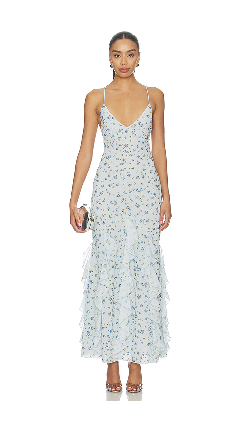 For Love & Lemons Elea Beaded Maxi Dress in Baby Blue. - L also in M, S