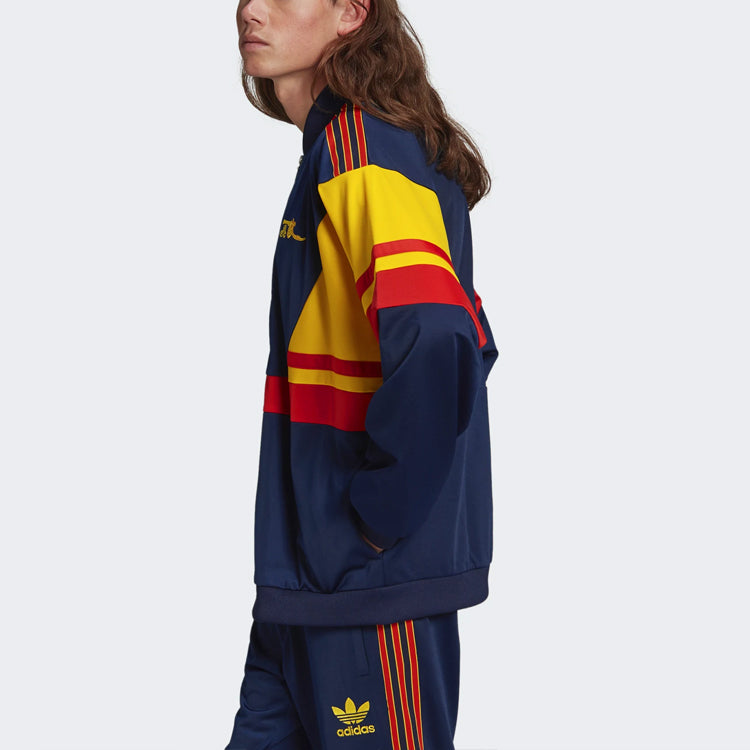 Originals Colorblock Stripe Logo Embroidered Soccer/Football Sports Jacket Arsenal Navy Blue