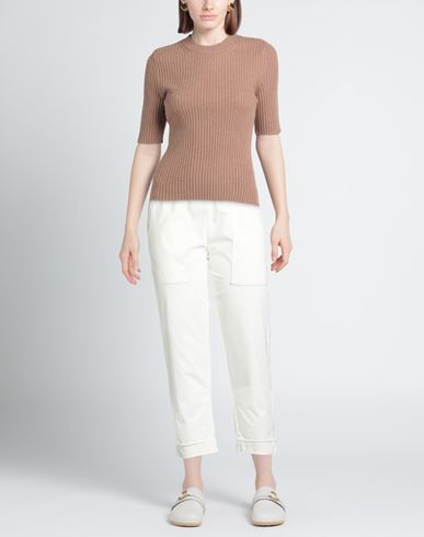 Woman Pants Ivory Size 10 Cotton, Elastane