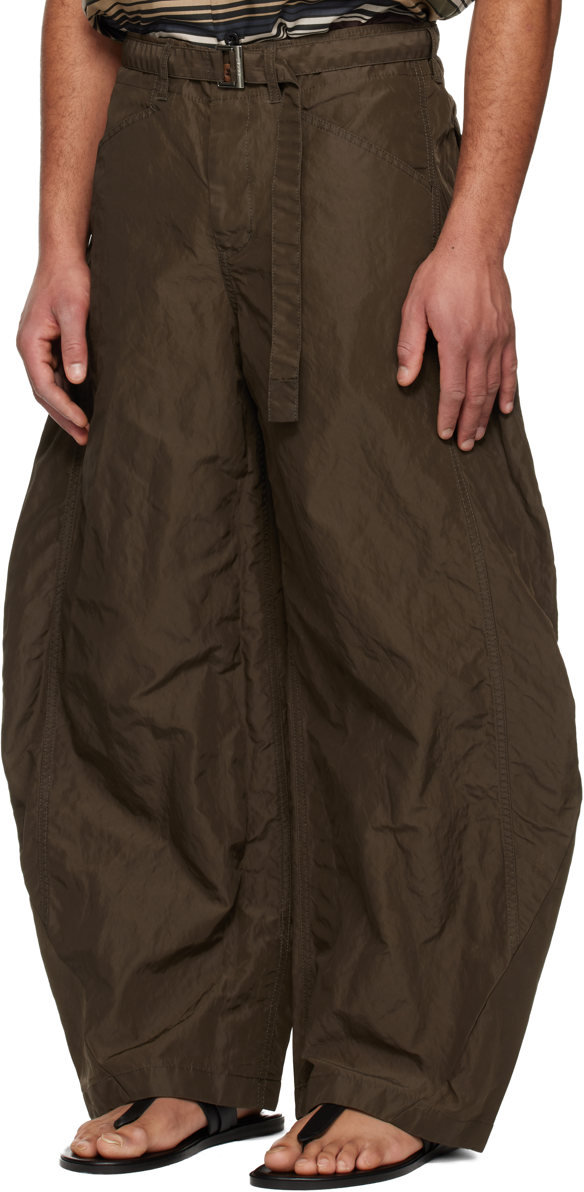 Khaki Treated Nylon Twill Trousers