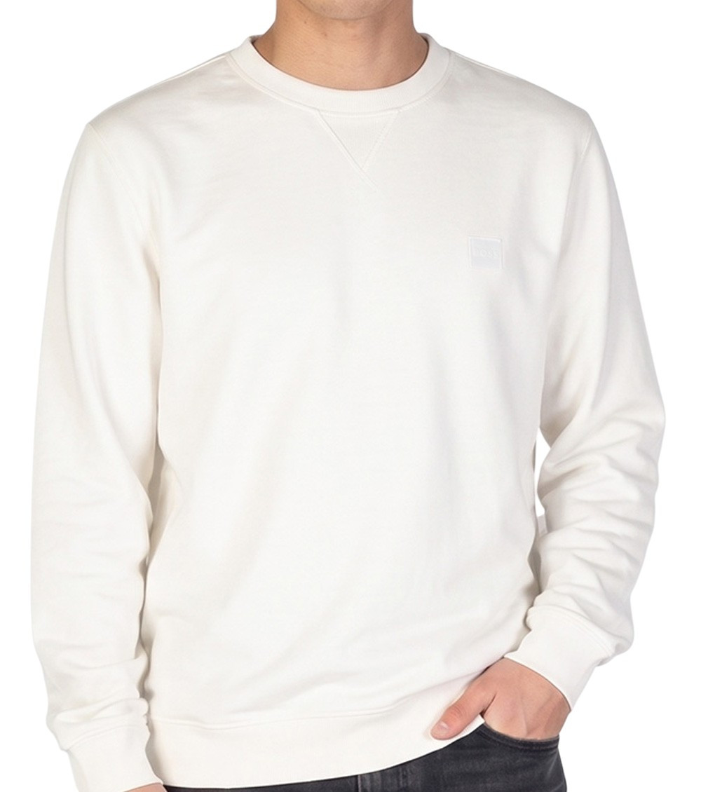 Natural Solid Crew Neck Sweatshirt