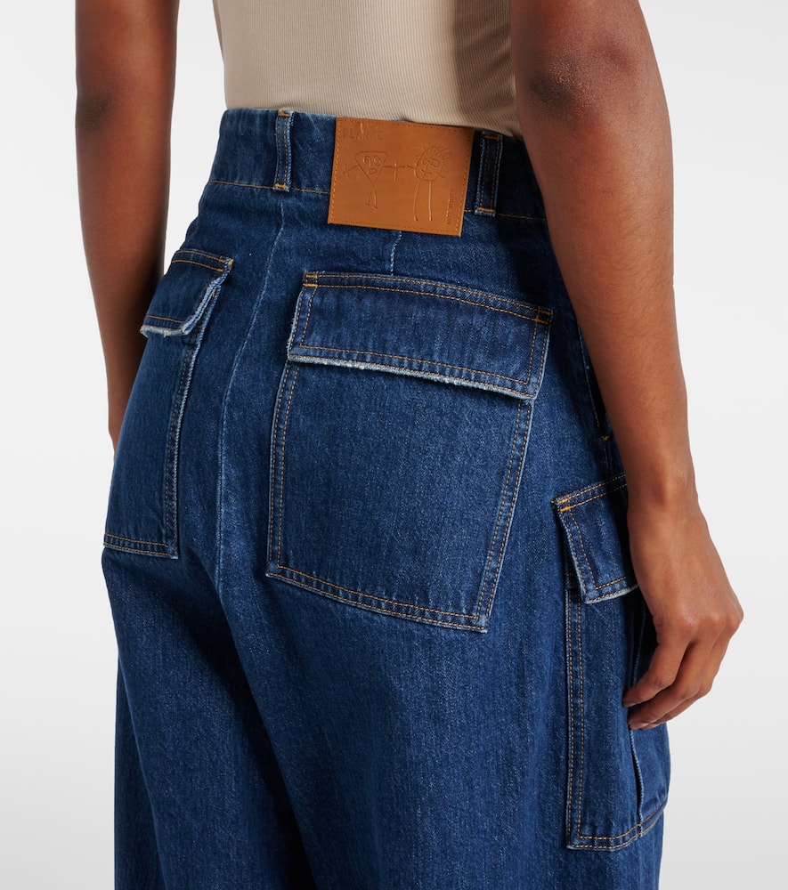 High-rise denim wide-leg pants