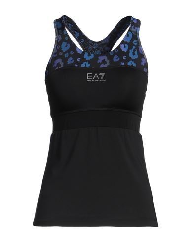 Ea7 Woman Tank top Black Size XL Polyester, Elastane