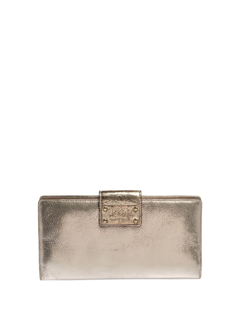 Leather flap clutch bag - Gold
