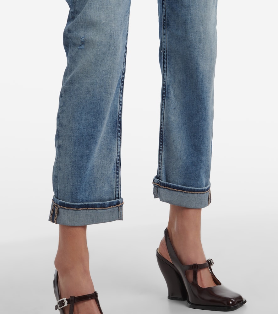 Girlfriend mid-rise straight jeans