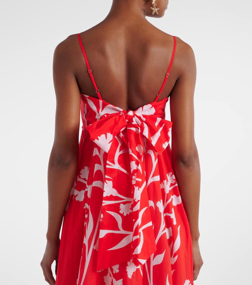 Printed scalloped cotton midi dress